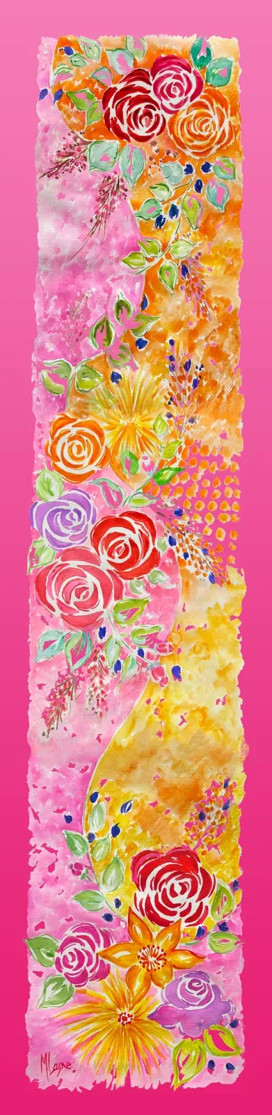 Foulard rose dégradé en mousseline et satin de soie