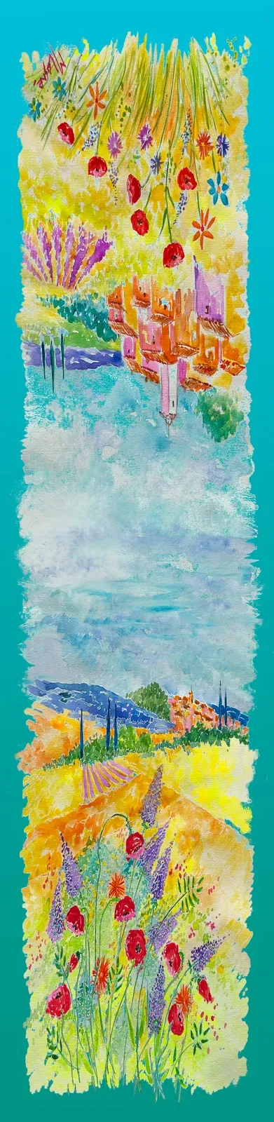 Foulard vert en mousseline et satin de soie