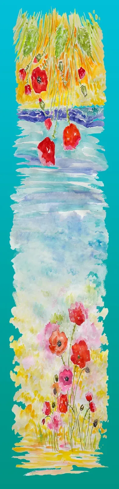 Foulard vert en mousseline et satin de soie